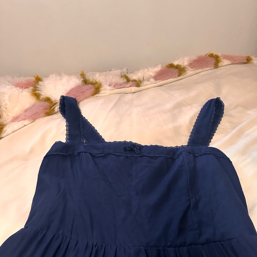 Reformation Rowen Linen Midi Dress in navy 12 - Picture 5 of 7